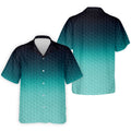 Turquoise Gradient Golf Ball Pattern Hawaiian Golf Shirt, Golf Shirts For Men