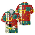 Geometric Abstraction Atomic Cat Hawaiian Golf Shirt, Retro Golf Shirt, Polo Shirts For Men
