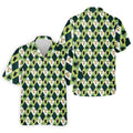 Green And White Argyle Pattern Beer St Patrick's Day Golf Shirt, Golf Tops For Men, Polo For Men