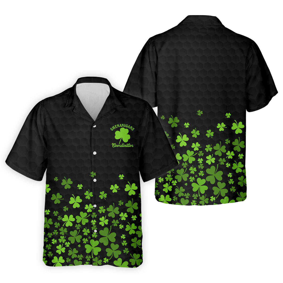 Shenanigans Coordinator Golf Ball Pattern St Patrick Day Black Golf Shirt, Golf Tops For Men, Golf Shirts For Men