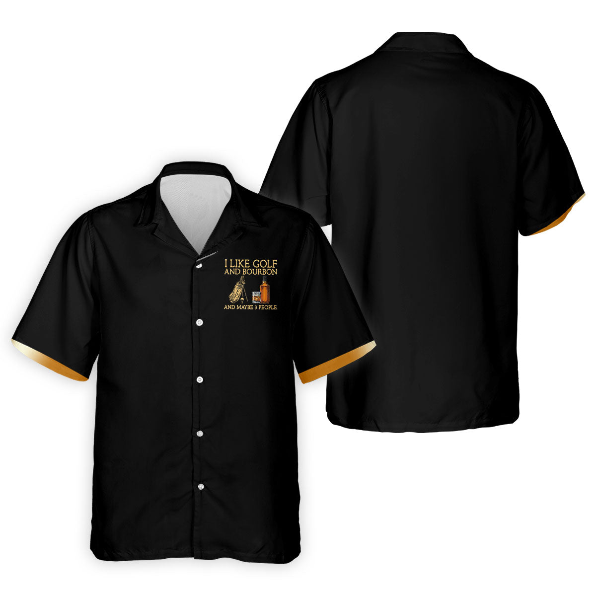 I Like Golf And Bourbon Black Golf Shirt, Golf And Whiskey Golf Shirts For Men, Men's Funny Golf Shirts