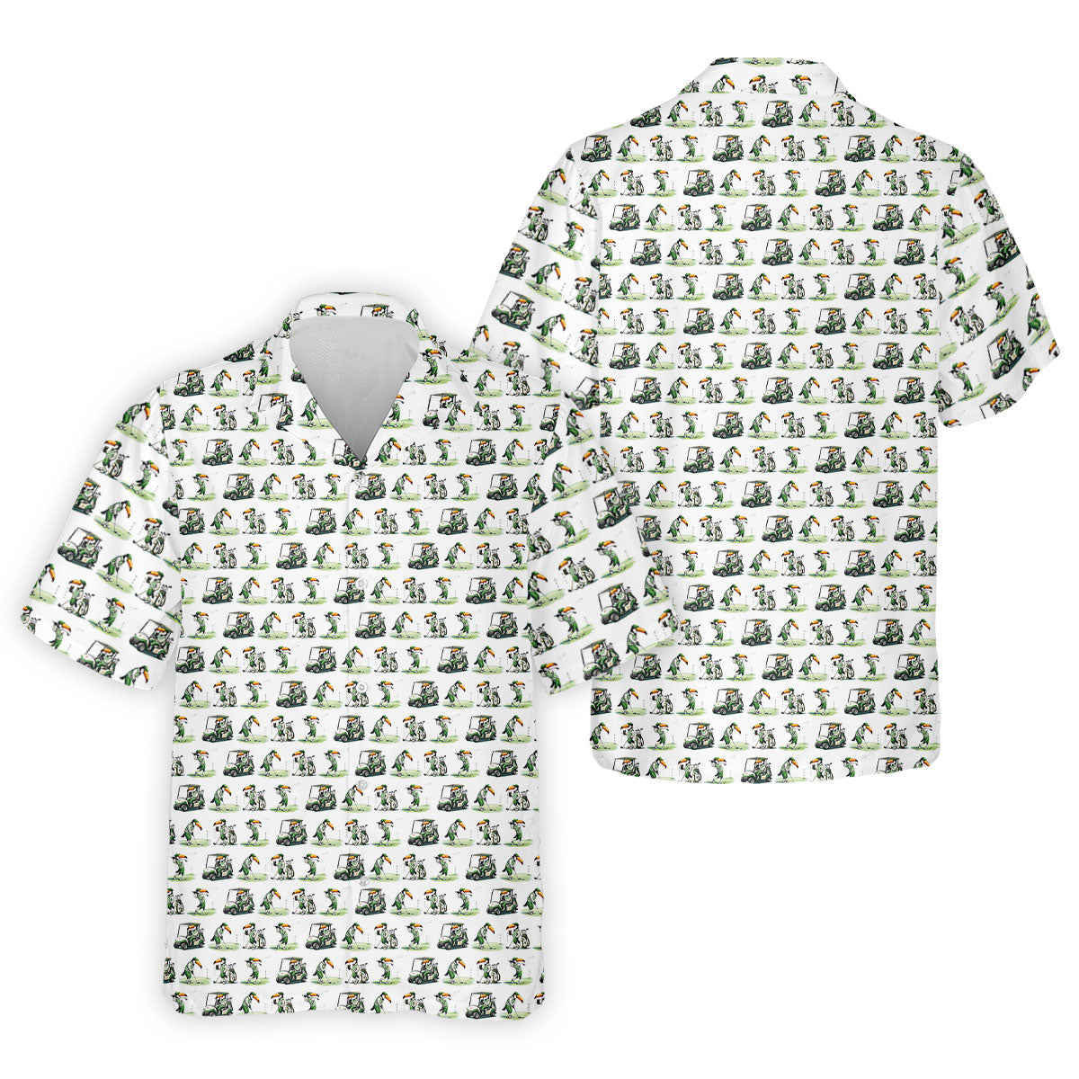 Funny Toucan Golf Pose White And Green Golf Tops For Men, Polo Shirts For Men, Golf Shirts For Men
