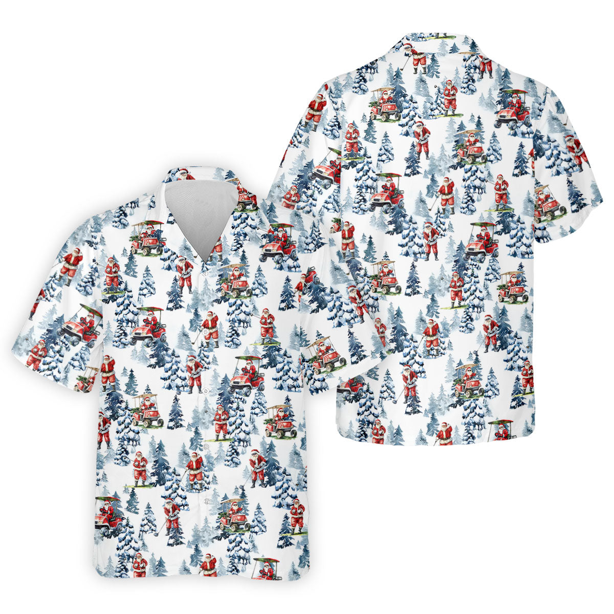 Santa Golfing Polo Shirt Mens, Fun Golf Shirts For Men, Christmas Golf Shirt, Golf Lover Xmas Gift