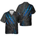 Blue Claw Marks Hawaiian Golf Shirt, Scratch Print Men's Golf Shirt, Polo Shirts For Men