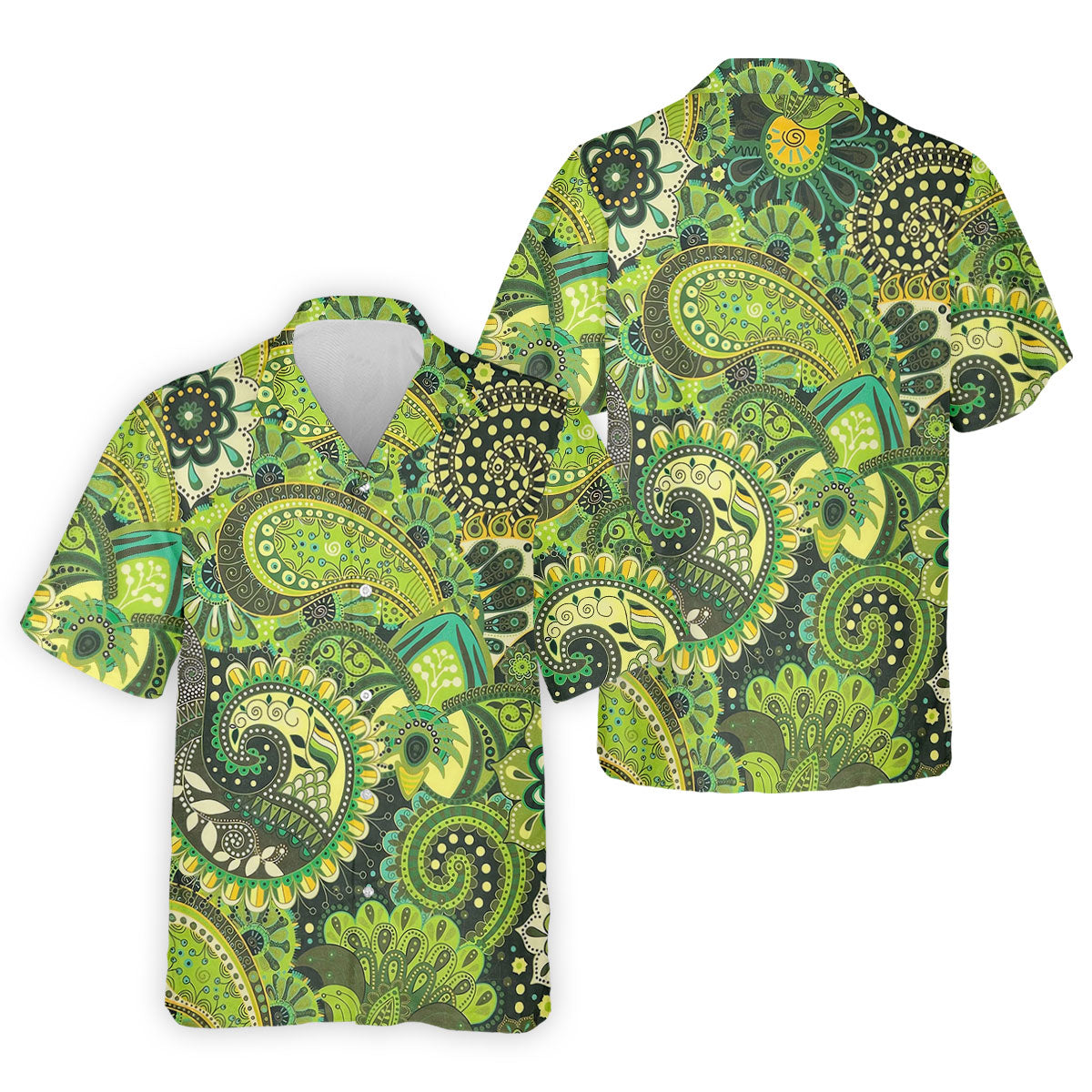 Paisley Print Green Golf Shirt, Golf Tops For Men, Polo Shirts For Men, Golf Shirts For Men