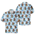 Funny Surfing Santa Bigfoot Christmas Polo Shirt, Mens Golf Polo, Hawaiian Golf Shirt