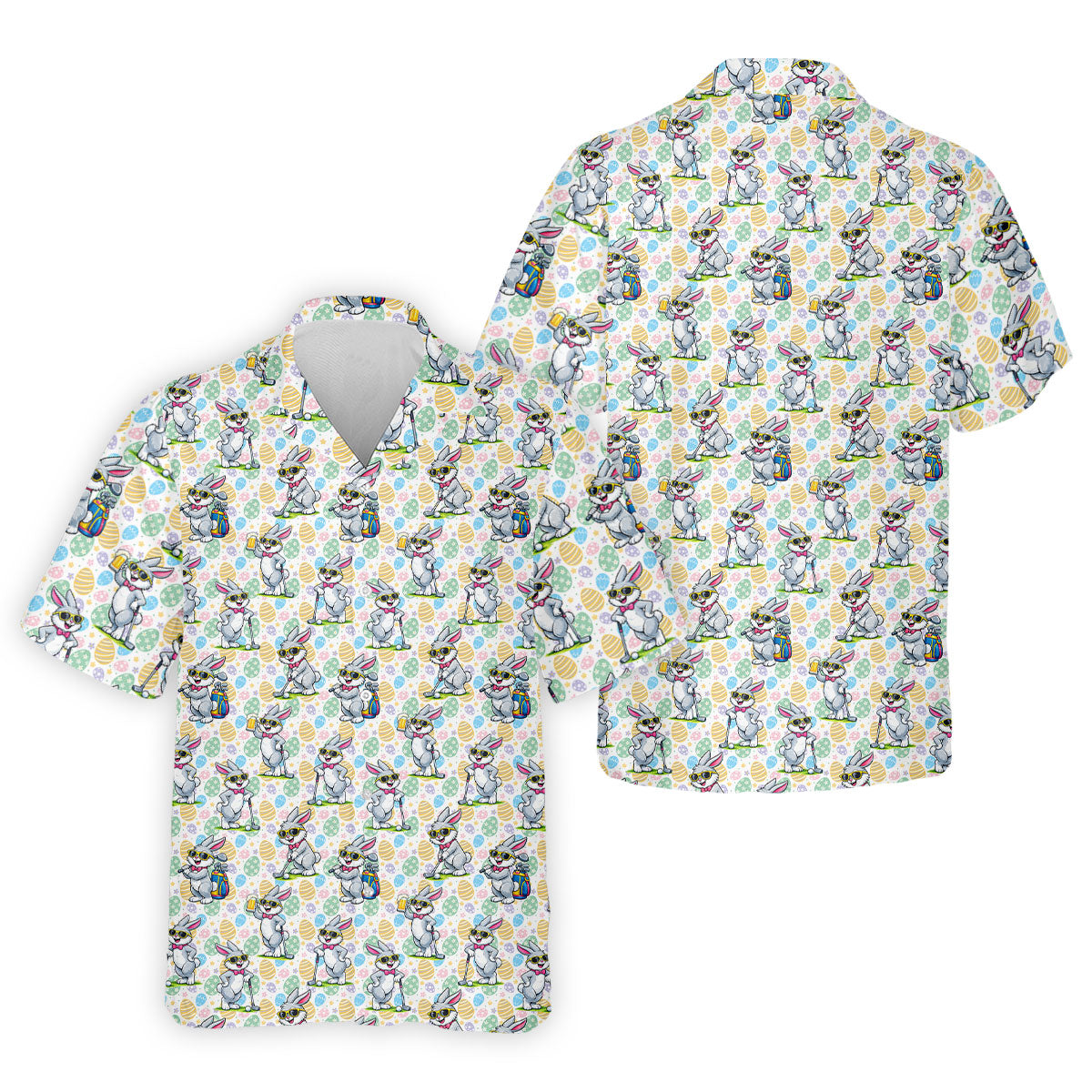 Funny Easter Bunny Golf And Beer Golf Shirts For Men, Men's Funny Golf Shirts, Polo Shirts For Men