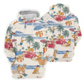 Tropical Shiba Inu Beach Pattern Hawaiian Golf Polo, Golf Tops For Women, Golfing Apparel