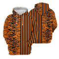 Orange Tiger Stripe Split Pattern Golf Shirt, Women's Golf Tops, Ladies Golf Shirts, Printed Golf Shirt