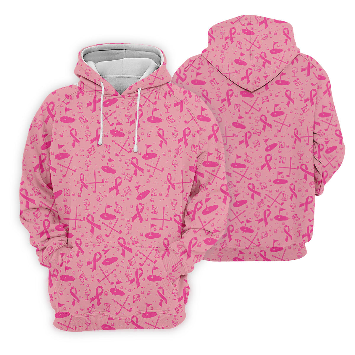 Awareness Ribbon Light Pink Golf Shirt, Cancer Awareness Shirt, Ladies Golf Shirts, Golfing Apparel