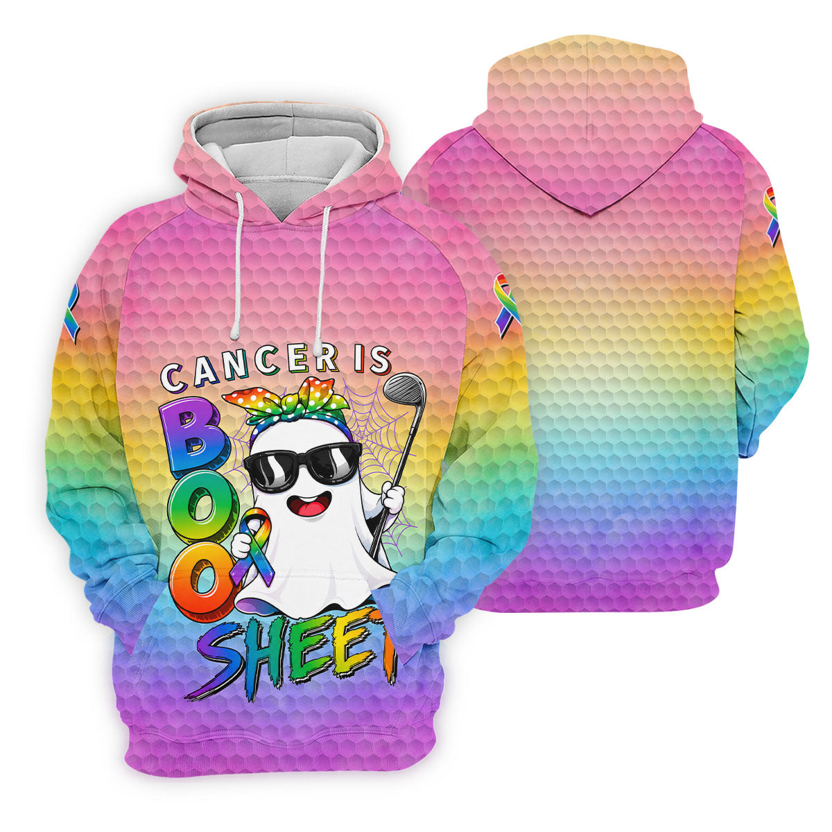 Cancer Is Boo Sheet Ghost Golf Polo Shirt, Golf Shirts For Men, Mens Golf Shirts