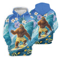 Surfing Bigfoot Riding Ocean Waves Design Hawaiian Golf Polo, Golf Tops For Men, Golfing Apparel
