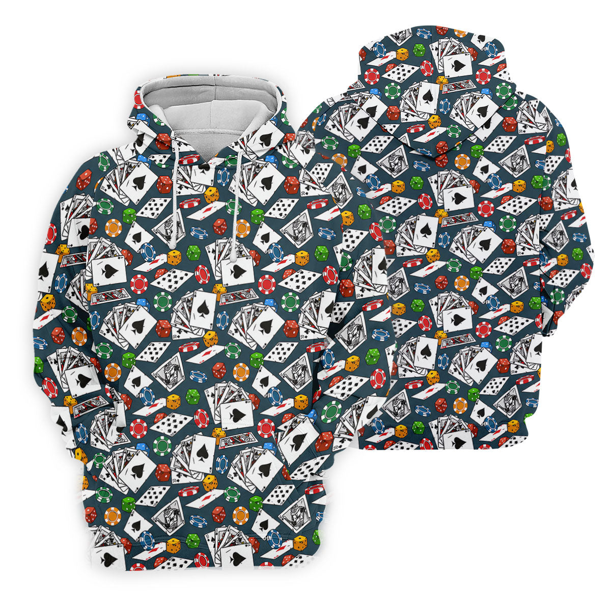 Poker Blackjack Hawaiian Golf Shirt, Playing Card Pattern Men's Golf Shirt, Polo Shirts For Men