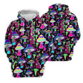 Black Neon Mushroom Pattern Golf Shirt, Mens Golf Polo, Golf Apparel For Men, Printed Golf Shirts
