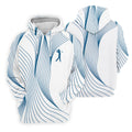 Geometric Line Wavy Line Blue And White Golf Shirts For Men, Men's Golf Shirt, Polo Shirts For Men