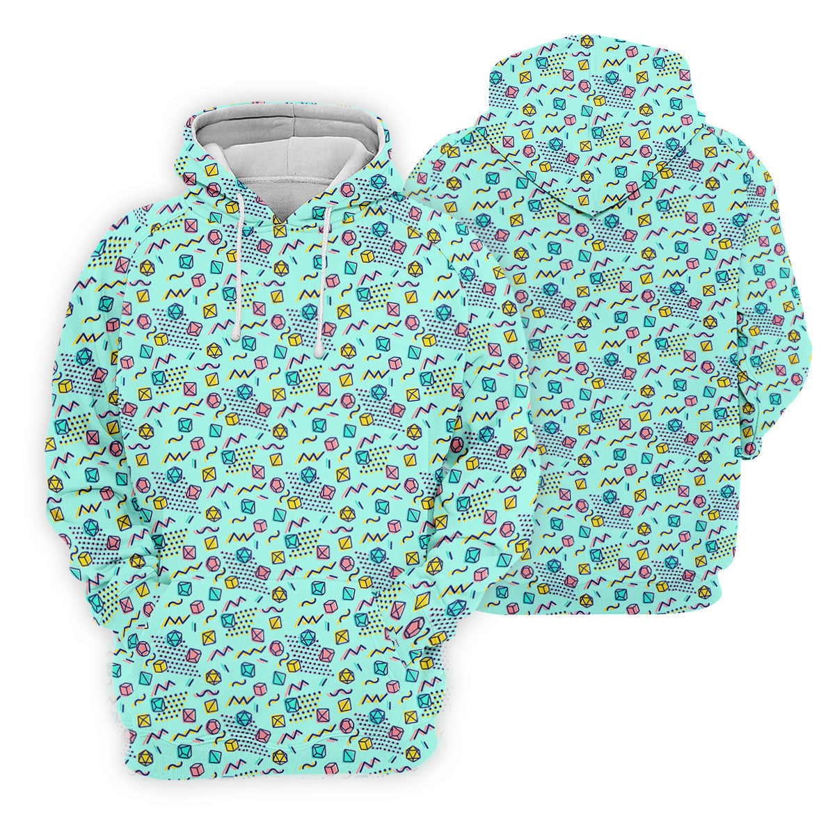 90s Dice Memphis Style Light Mint Green Cute Golf Shirt, Polo Shirts For Men, Golf Shirts For Men