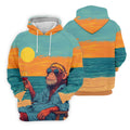 Monkey Gentleman Sunset Coast Hawaiian Golf Shirt, Men's Golf Shirt, Polo Shirts For Men