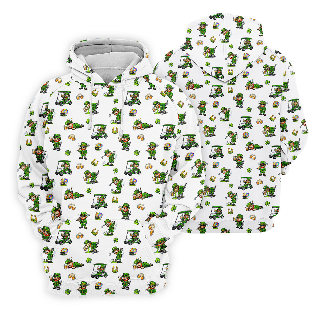 St Patrick's Day Leprechaun Golf And Beer Golf Pose Shamrock Golf Shirt, Golf Shirts For Men