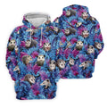 Funny Opossum Blue Purple Hawaiian Golf Shirt, Tropical Theme Golf Shirt For Women