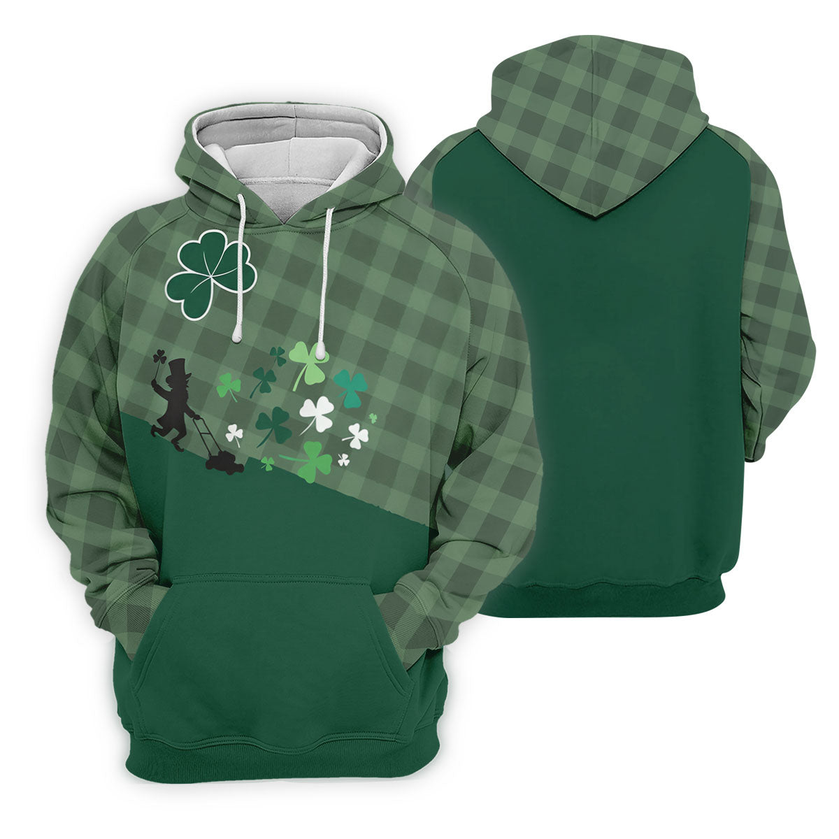 Green Checkered Leprechaun Shamrock St Patrick's Day Golf Shirt, Performance Golf Shirt, Polo Shirts For Men