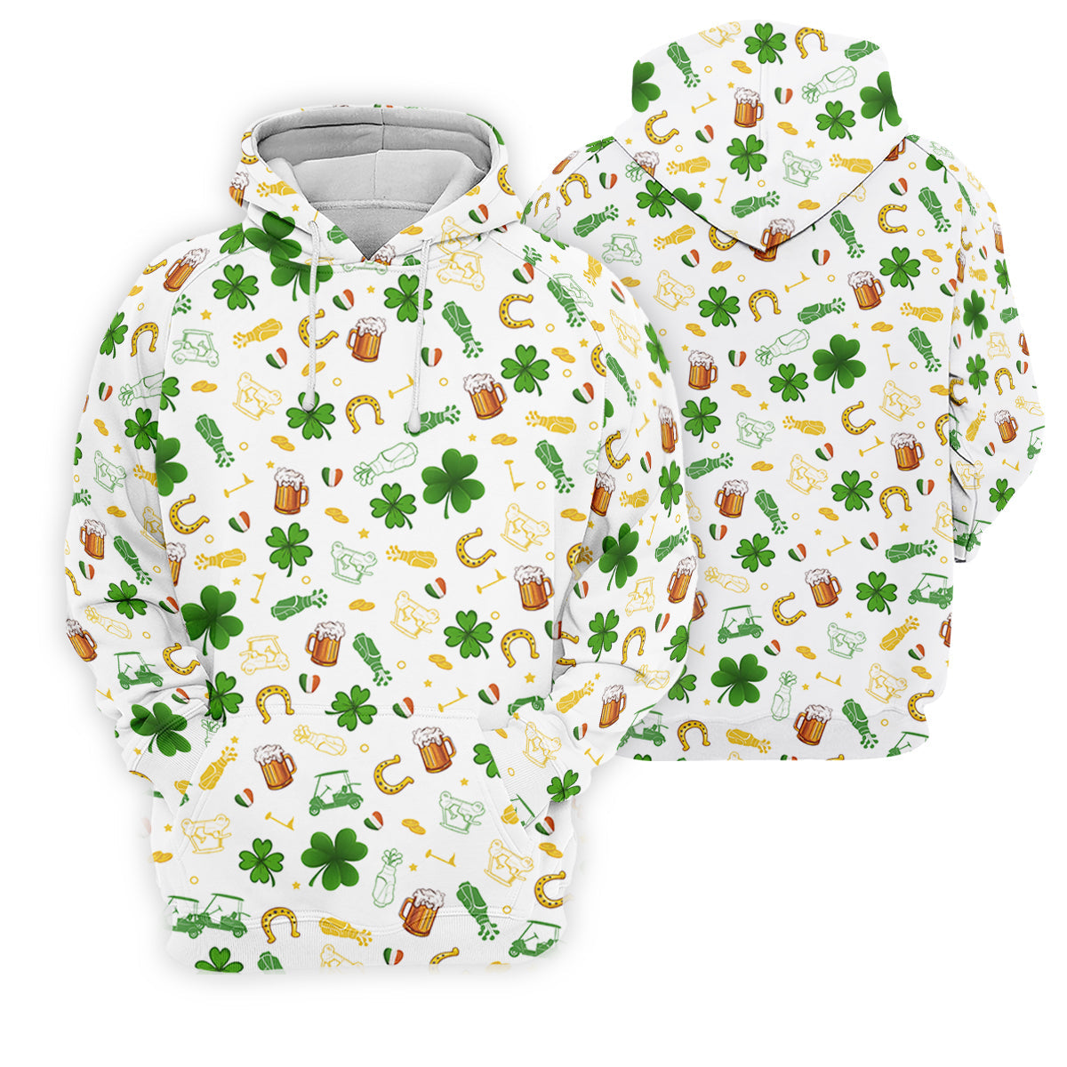 St Patrick's Day Beer Golden Horseshoes Shamrock Golf Shirt, Polo Shirts For Men, Golf Shirts For Men