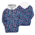 Blue Red Paisley Pattern Golf Polo Shirt, Golf Shirts For Men, Hawaiian Golf Shirt