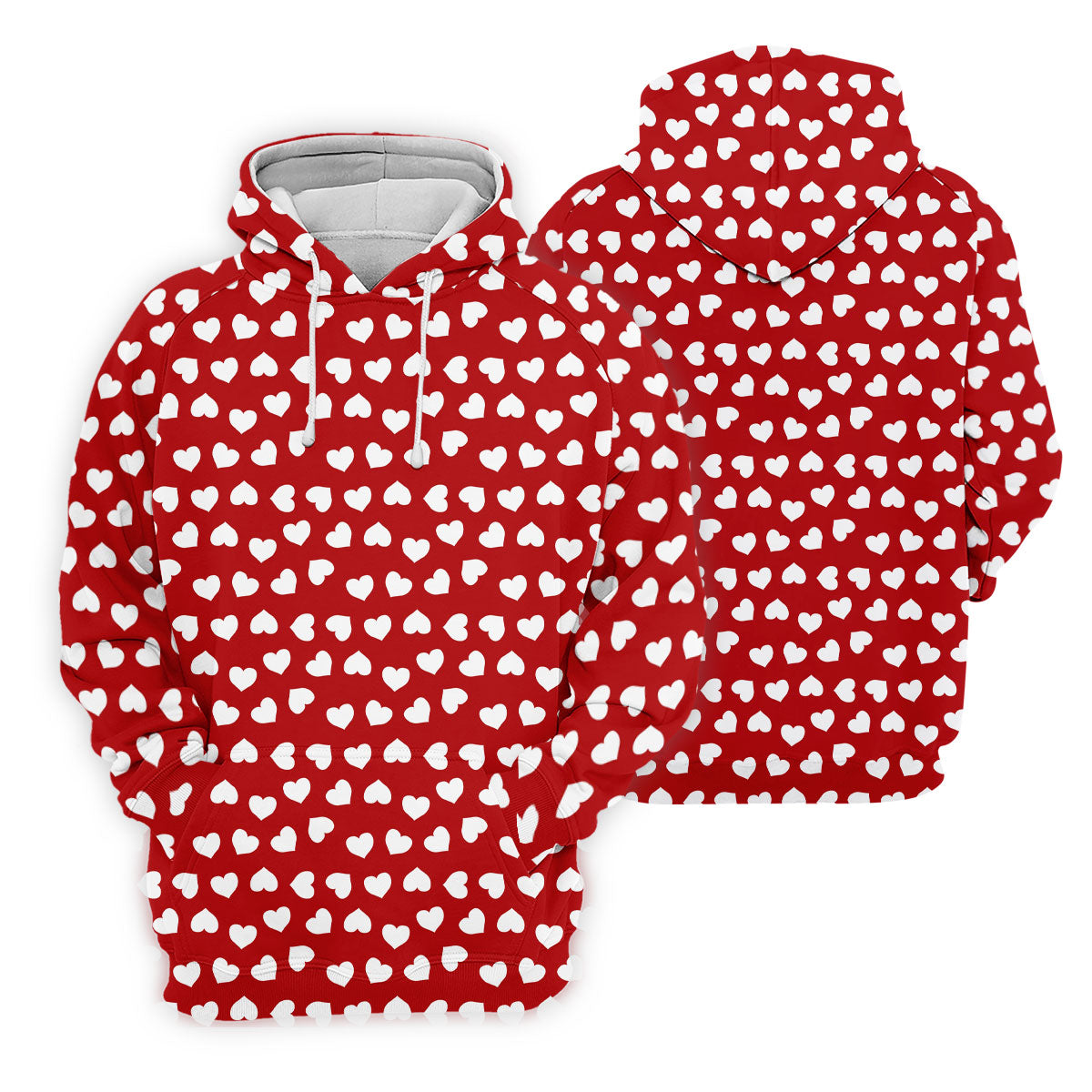 White And Red Heart Pattern Golf Tops For Men, Valentine Golf Gift, Polo Shirts For Men, Golf Gift For Men