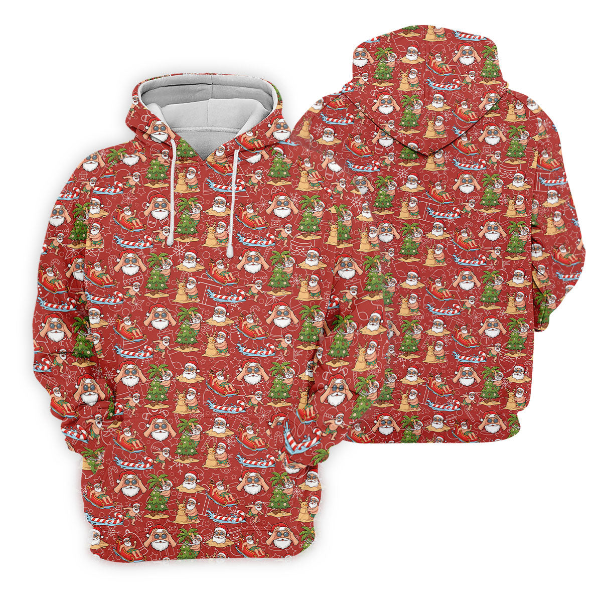 Tropical Santa Summer Christmas Pattern Polo Shirt, Mens Golf Polo, Christmas Shirt