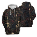 Gothic Raven Black Cat Skull Halloween Polo Shirt, Golf Shirts For Men, Mens Golf Apparel