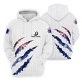 Golf Ball Pattern Australia Flag Print Scratch Effect Men's Golf Top, Golf Shirts For Men