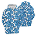 Japanese Wave Golf Shirt, Ocean Wave Pattern Men's Golf Polo, Polo Shirts For Men