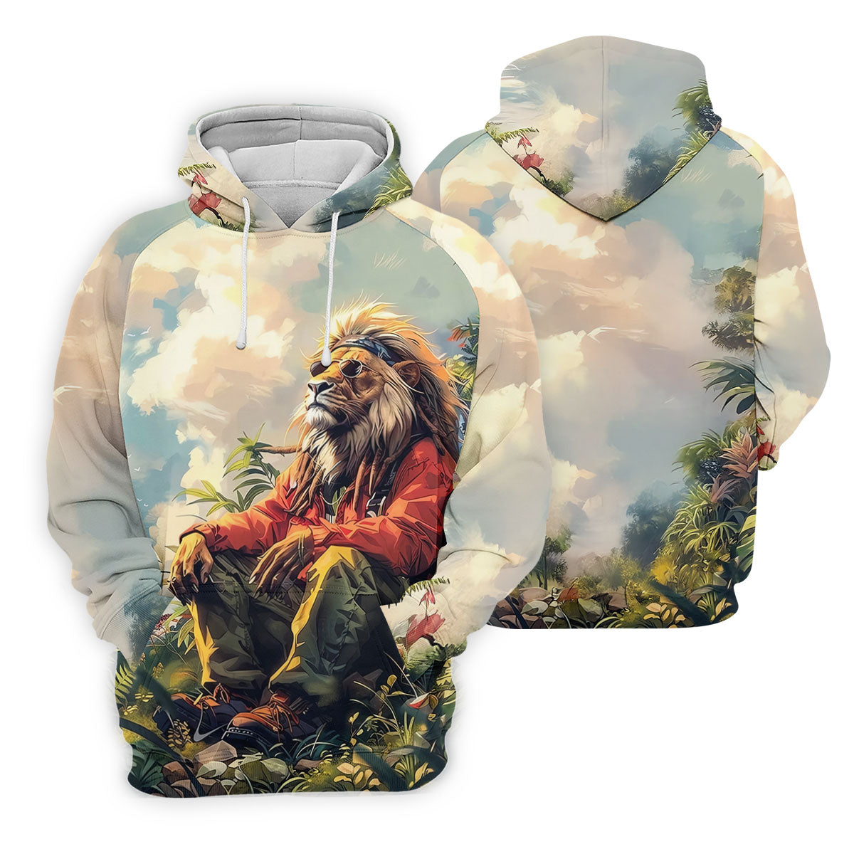 Lion Dreamscape Mist Hawaiian Golf Polo, Golf Tops For Men, Golfing Apparel