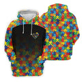 I'm A Proud Autism Dad Autism Awareness Puzzle Pattern Black Fade Golf Shirts For Men, Golf Gifts For Dad