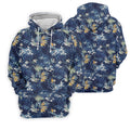 Navy Palm Tropical Hawaiian Vibe Golf Tops For Men, Golf Shirts For Men, Golf Gift For Men