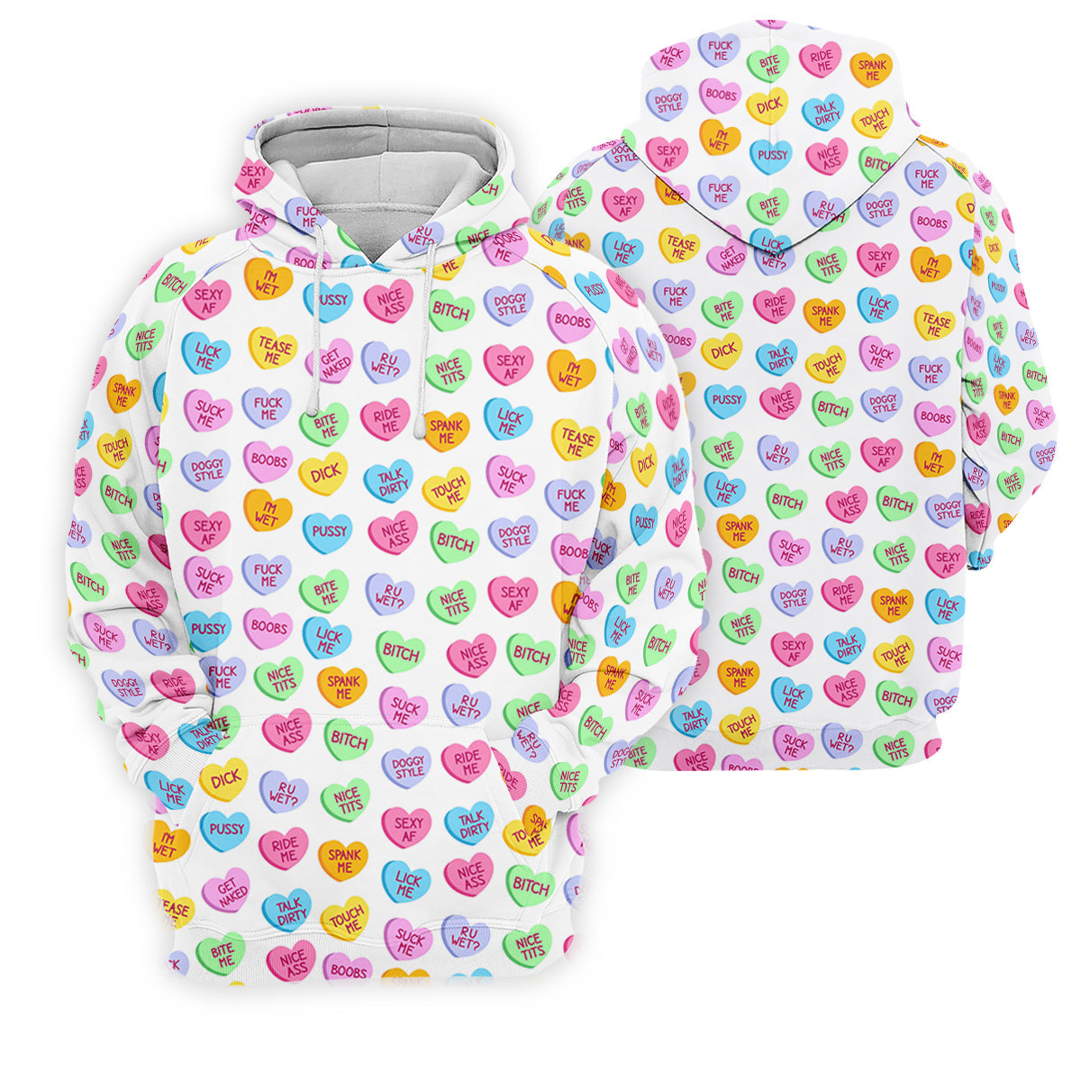 Naughty Conversation Hearts Fun Golf Shirts For Men, Valentines Golf Gift, Dirty Candy Heart Polo Shirts For Men