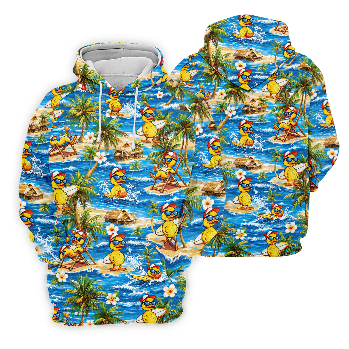 Yellow Rubber Duck Beach Theme Hawaiian Golf Shirt, Women's Golf Tops, Ladies Golf Shirts