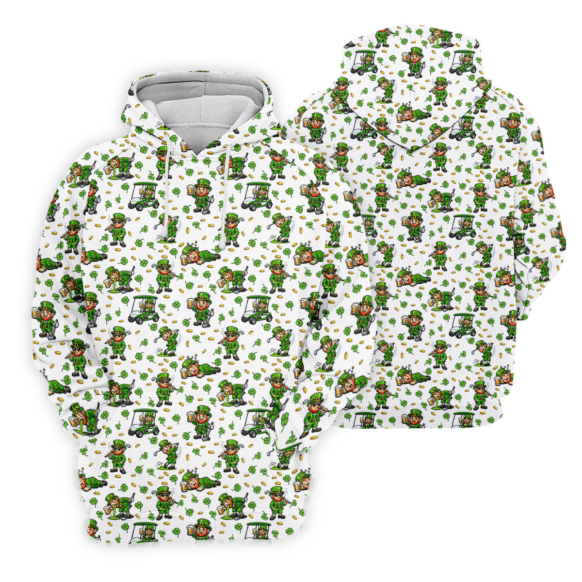 Funny Leprechaun Golf And Beer Shamrocks St Patrick's Day Golf Shirt, Golf Tops For Men, Polo For Men