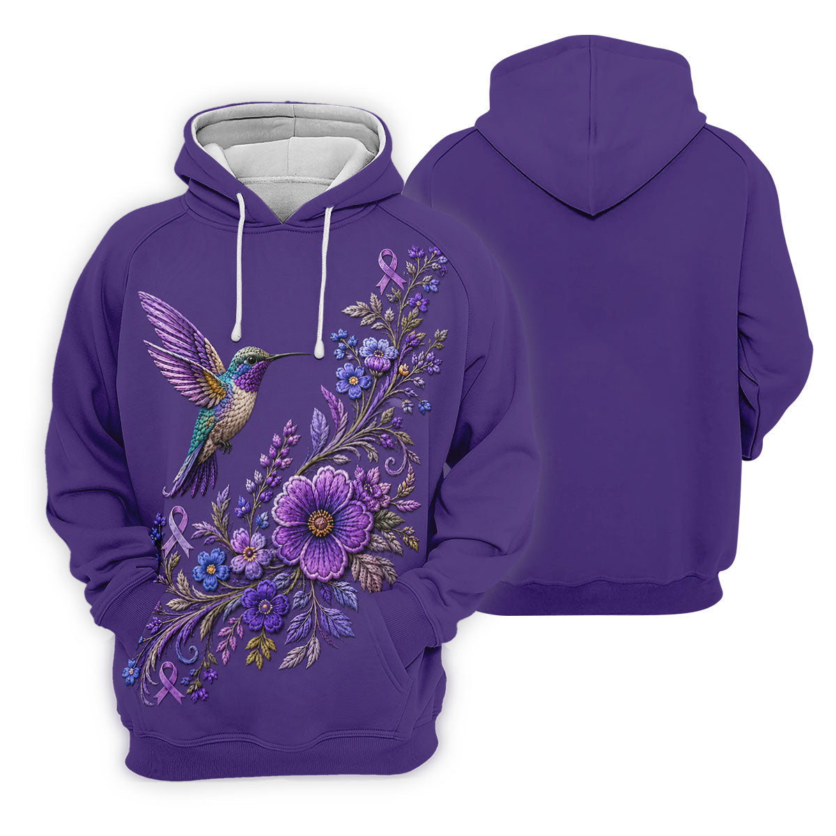 Purple Hummingbird Cancer Awareness Polo Shirt, Golf Shirts For Men, Mens Golf Apparel