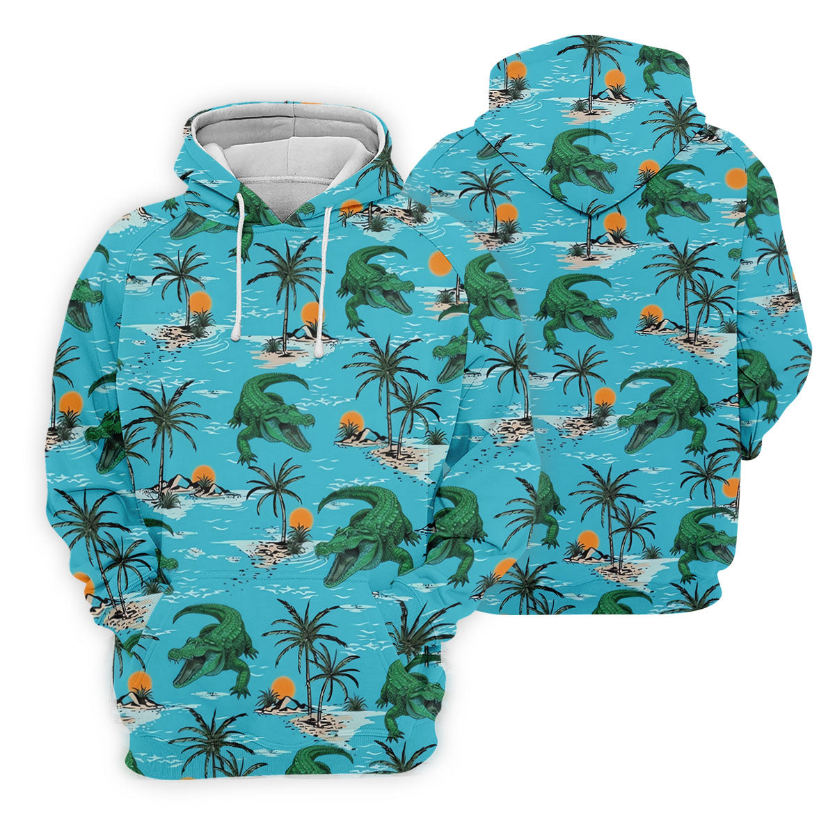 Tropical Alligators on Island Beaches Hawaiian Golf Polo, Golf Tops For Women, Golfing Apparel