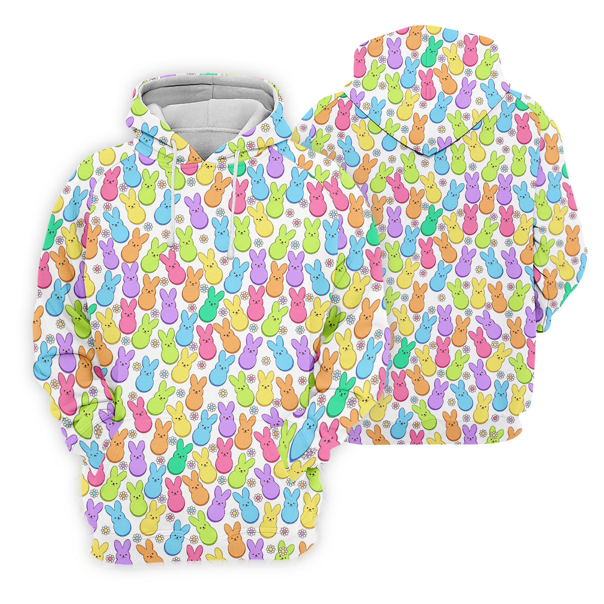 Pastel Easter Peeps Daisy Pattern Golf Shirts For Men, Cute Golf Outfit, Polo Shirts For Men