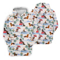 Tropical Dachshund Beach Pattern Hawaiian Golf Polo, Golf Tops For Men, Golfing Apparel