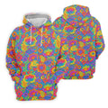 Vintage Psychedelic Floral Pattern Hawaiian Golf Shirt, Mens Golf Shirts, Golf Polo Shirts For Men