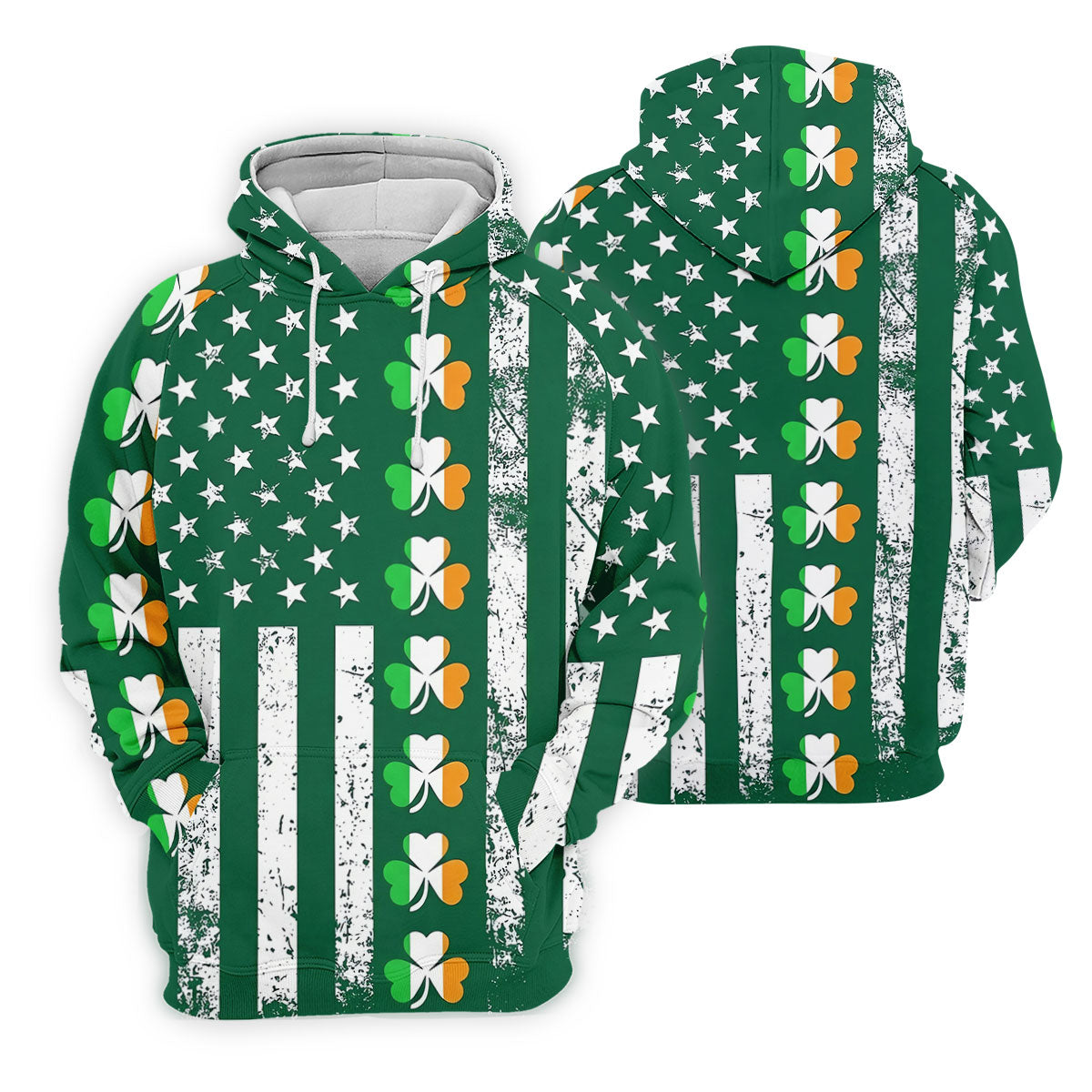 Irish Shamrock Vertical Stripes St Patrick's Day Golf Shirt, Polo Shirts For Men, Golf Shirts For Men