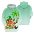Leprechaun St Patrick's Day Hawaiian Summer Fun Golf Shirt, Golf Tops For Men, Golf Shirts For Men