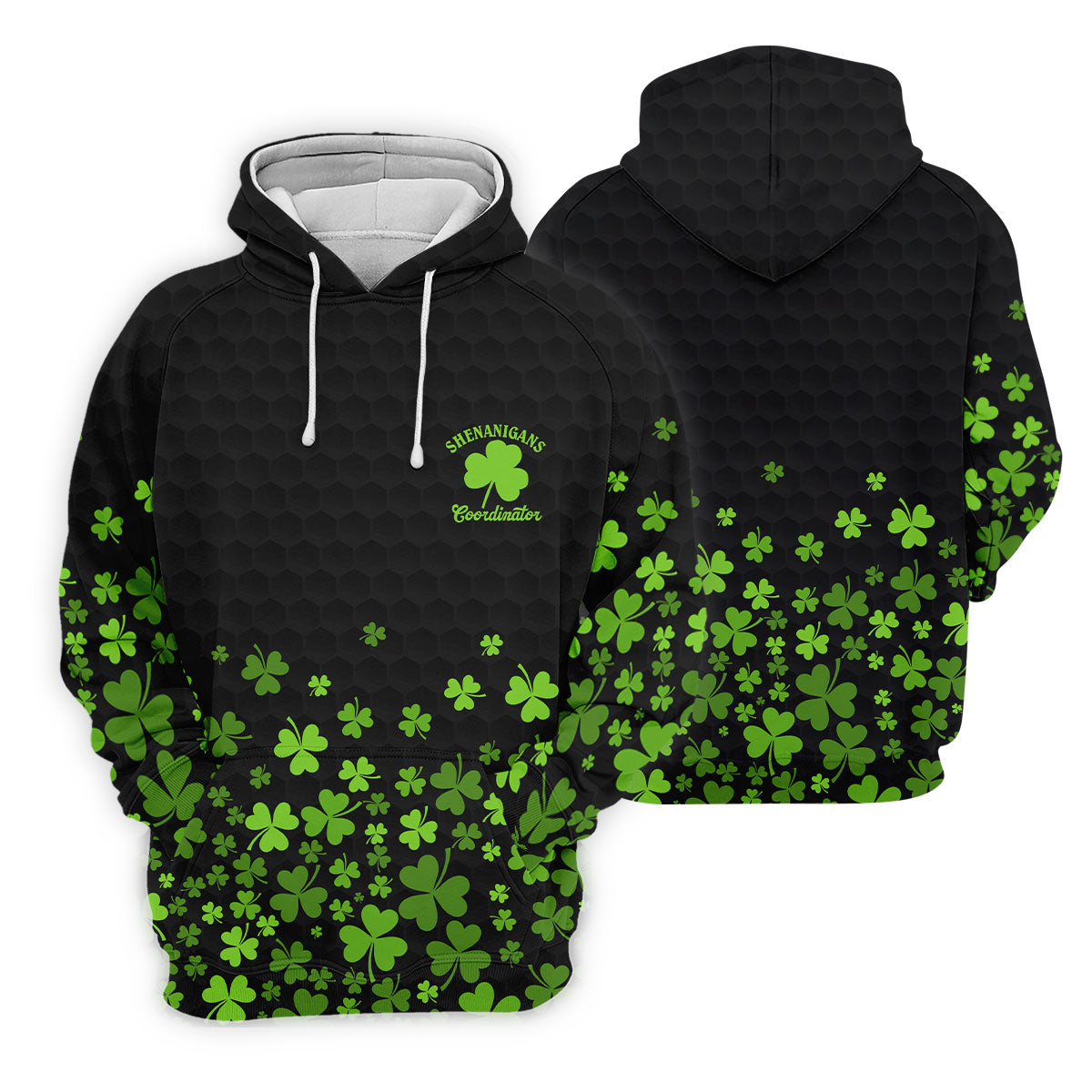 Shenanigans Coordinator Golf Ball Pattern St Patrick Day Black Golf Shirt, Golf Tops For Men, Golf Shirts For Men