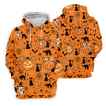 Black Cat and Pumpkin Halloween Polo Shirt, Golf Polo Apparel, Womens Golf Outfit