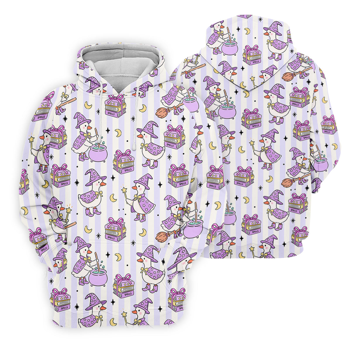 Halloween Witch Goose Purple Pastel Fun Golf Shirts For Men, Polo Shirts For Men, Golfing Apparel