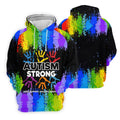 Autism Strong Rainbow Paint Splatter Women's Golf Tops, Autism Awareness Colors Ladies Golf Polos