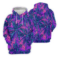Purple Pink Tropical Palm Trees Golf Shirt, Mens Golf Polo, Printed Golf Shirts