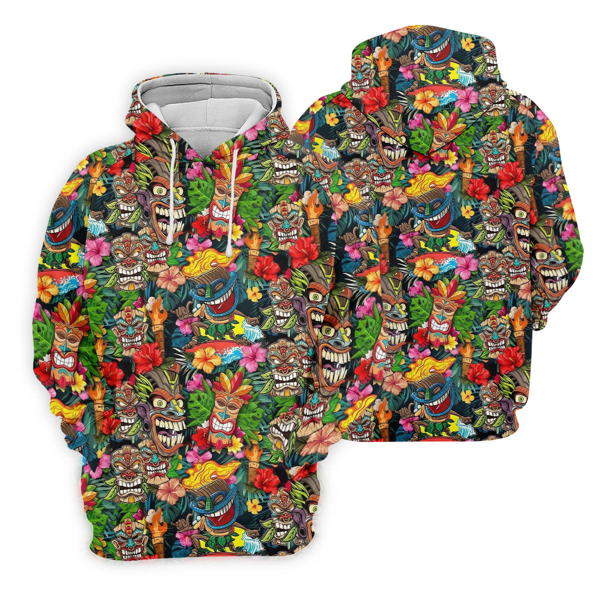 Hawaiian Tiki Tropical Floral Golf Shirts For Men, Polo Shirts For Men, Golfing Apparel